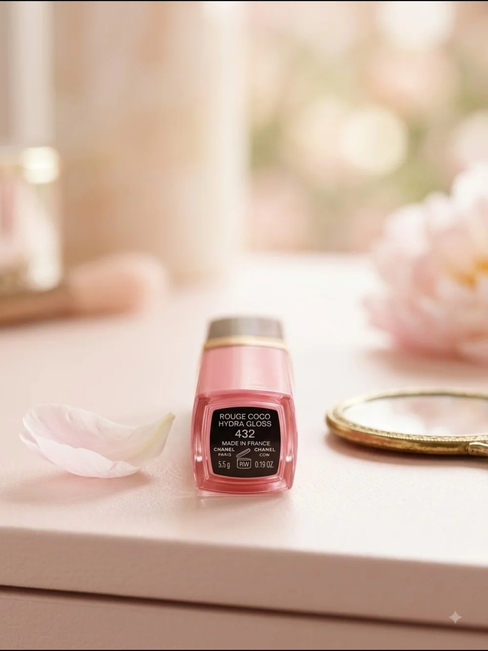 CHANEL Pink Shimmer Rouge Coco Hydra Gloss - 432 Cristal